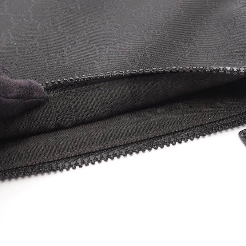 GUCCI Shoulder Bag GG Pattern 449183 Black Nylon Leather Shoulder Bag Unisex