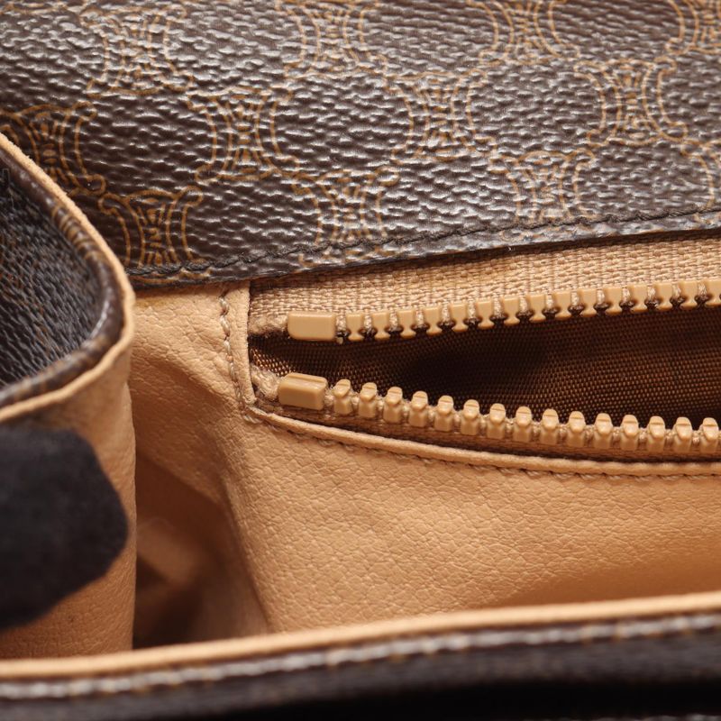 Seri-nu CELINE Handbag Macadam Da-ninebrown Pvcko-ting cambervinegar Leather Carriageh