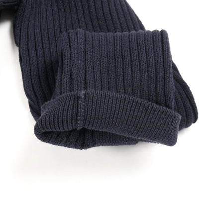 CHANEL Cardigan Coco Mark Button Knit Navy Cotton Long Cardigan Women's Used A