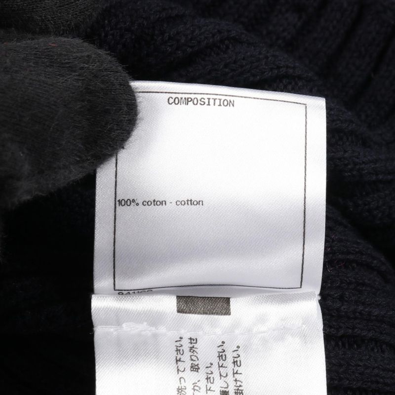 CHANEL Cardigan Coco Mark Button Knit Navy Cotton Long Cardigan Women's Used A