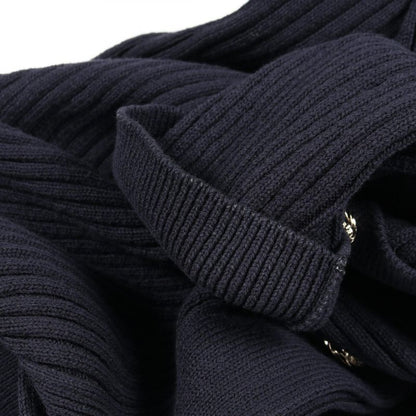 CHANEL Cardigan Coco Mark Button Knit Navy Cotton Long Cardigan Women's Used A