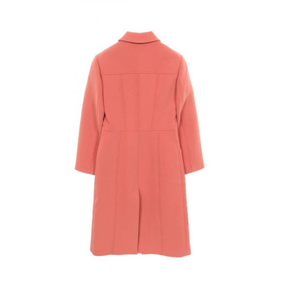 HERMES Stainless Color Coat Serie Button Wool Coat Ladies Used A