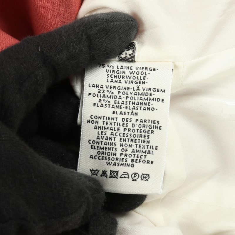 HERMES Stainless Color Coat Serie Button Wool Coat Ladies Used A