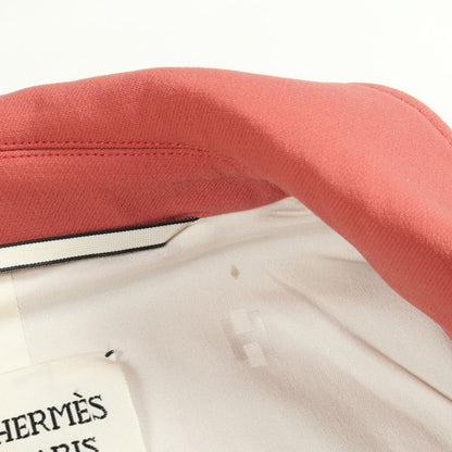 HERMES Stainless Color Coat Serie Button Wool Coat Ladies Used A