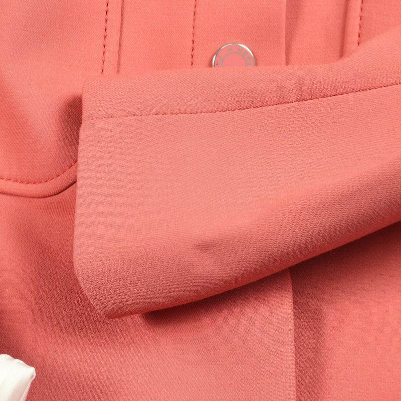 HERMES Stainless Color Coat Serie Button Wool Coat Ladies Used A
