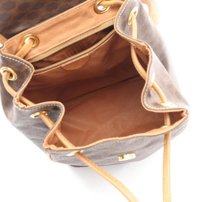 CELINE Rucksack Sac Backpack Macadam Dark Brown PVC Coating Canvas Leather