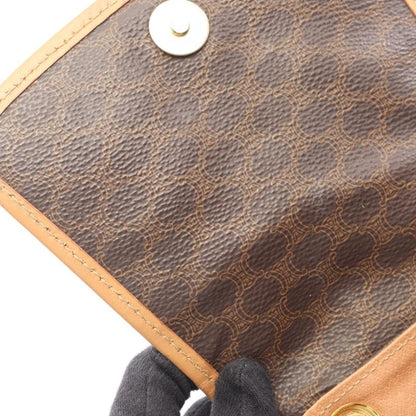 CELINE Rucksack Sac Backpack Macadam Dark Brown PVC Coating Canvas Leather