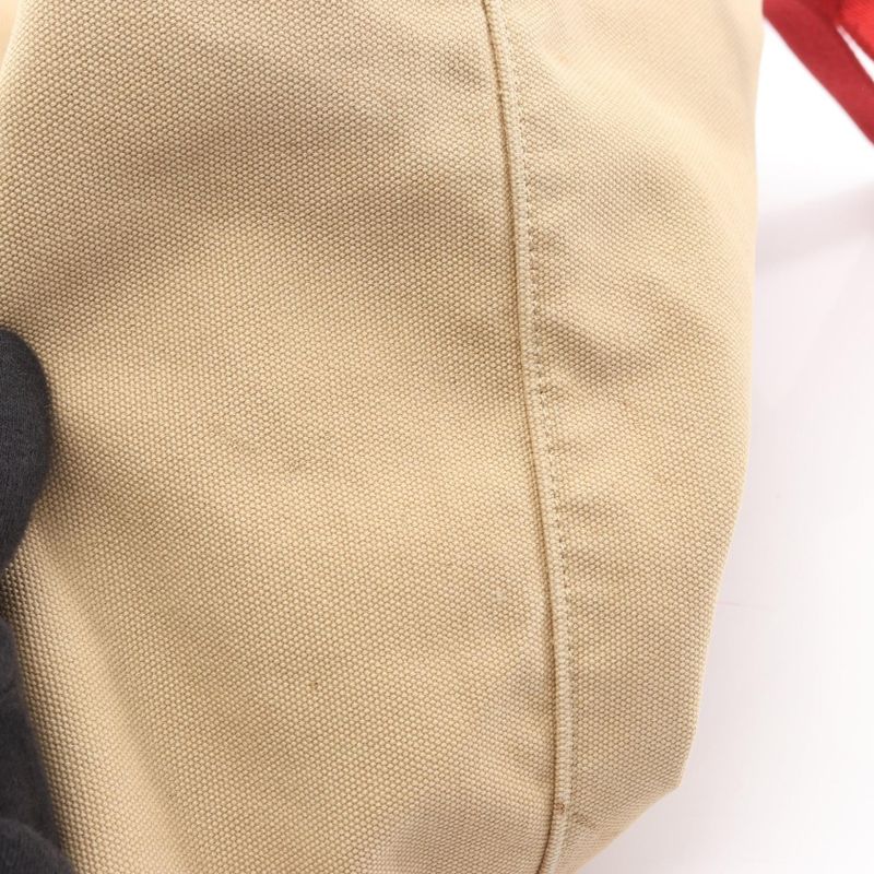 PRADA Sport Linea Rossa Tote Bag 4va367 Beige Red Canvas Tote Bag Ladies Used A
