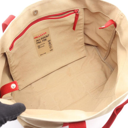 PRADA Sport Linea Rossa Tote Bag 4va367 Beige Red Canvas Tote Bag Ladies Used A