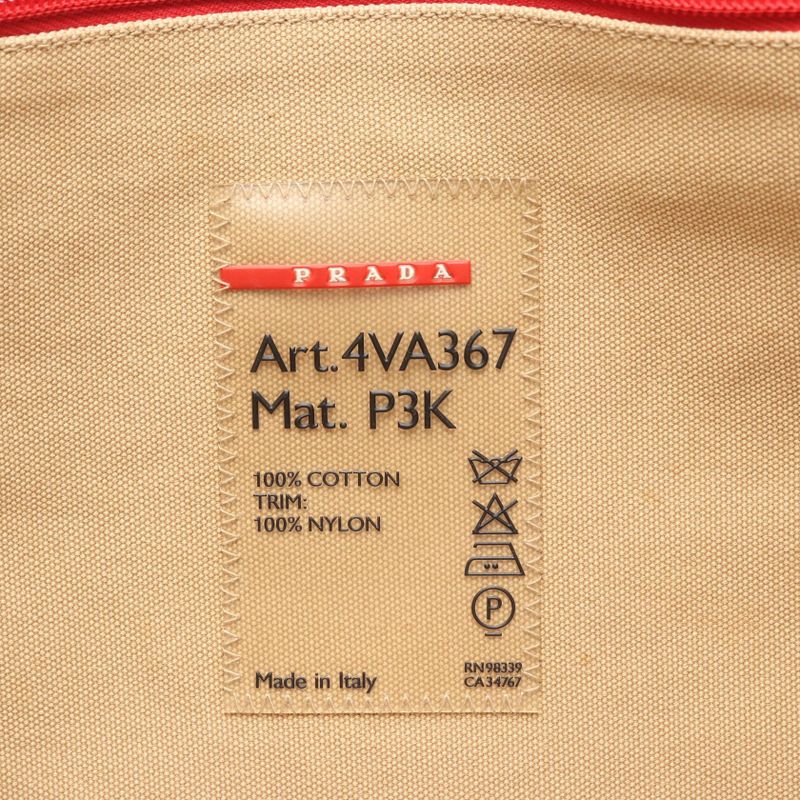 PRADA Sport Linea Rossa Tote Bag 4va367 Beige Red Canvas Tote Bag Ladies Used A