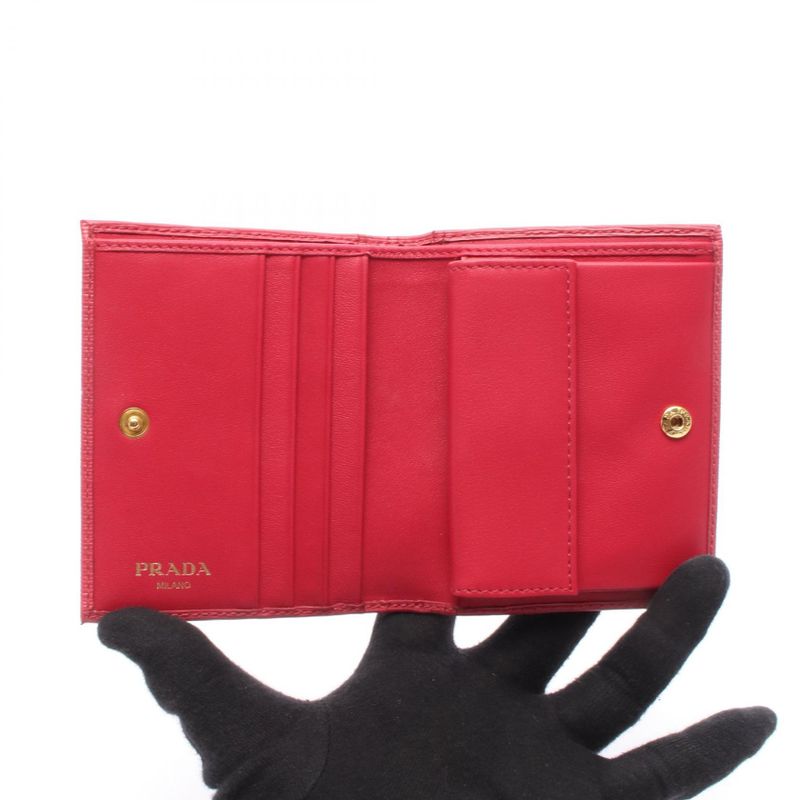 PRADA Bifold Wallet Vitello MOVE BI Imv204 Pink Leather Bifold Wallet Ladies