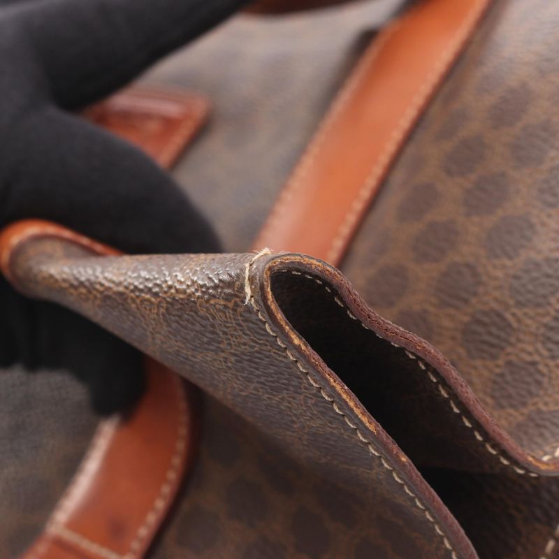 CELINE Tote Bag Macadam Dark Brown PVC Coating Canvas Leather Macadam Tote Bag