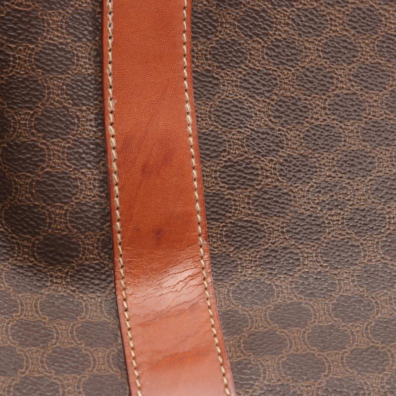 CELINE Tote Bag Macadam Dark Brown PVC Coating Canvas Leather Macadam Tote Bag