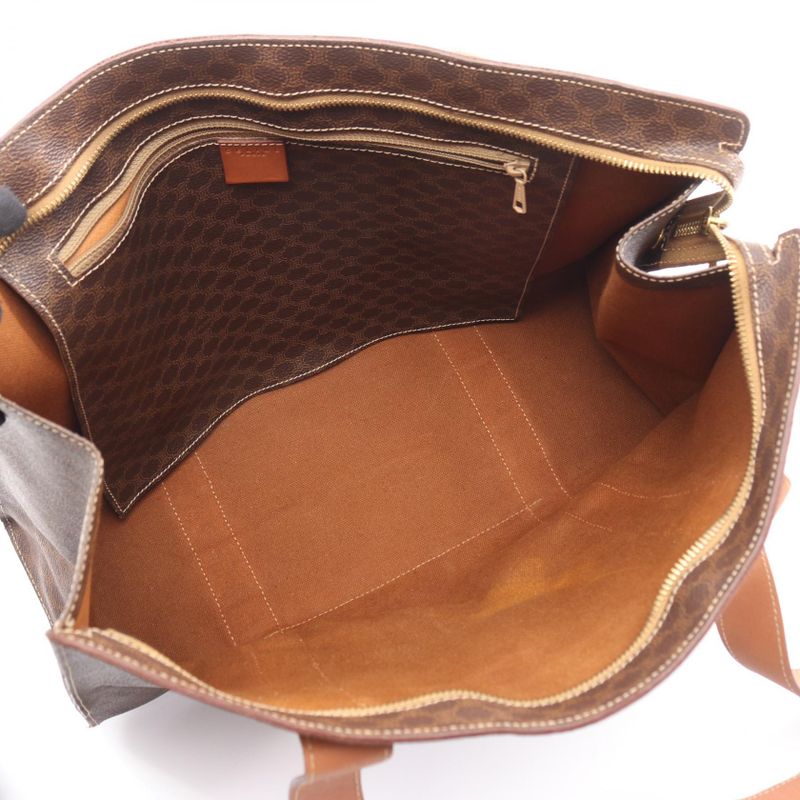CELINE Tote Bag Macadam Dark Brown PVC Coating Canvas Leather Macadam Tote Bag