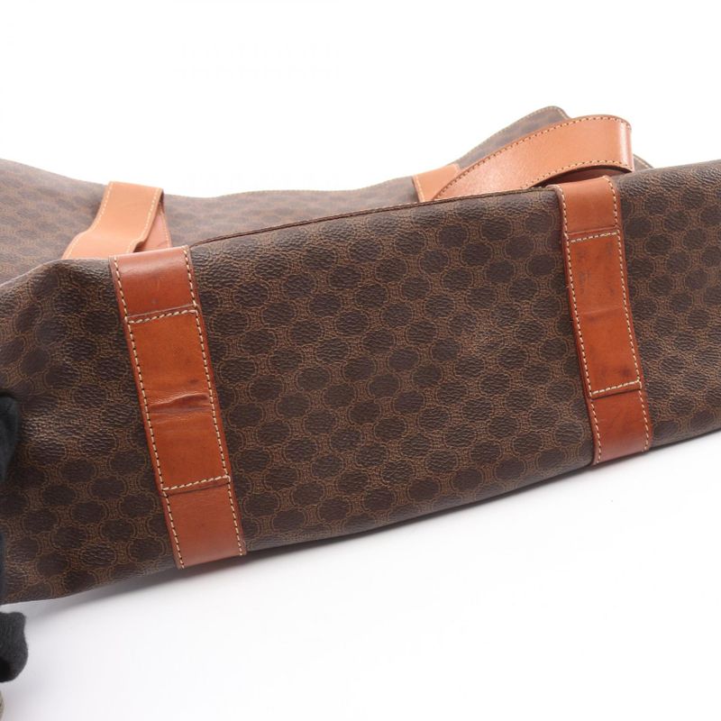 CELINE Tote Bag Macadam Dark Brown PVC Coating Canvas Leather Macadam Tote Bag