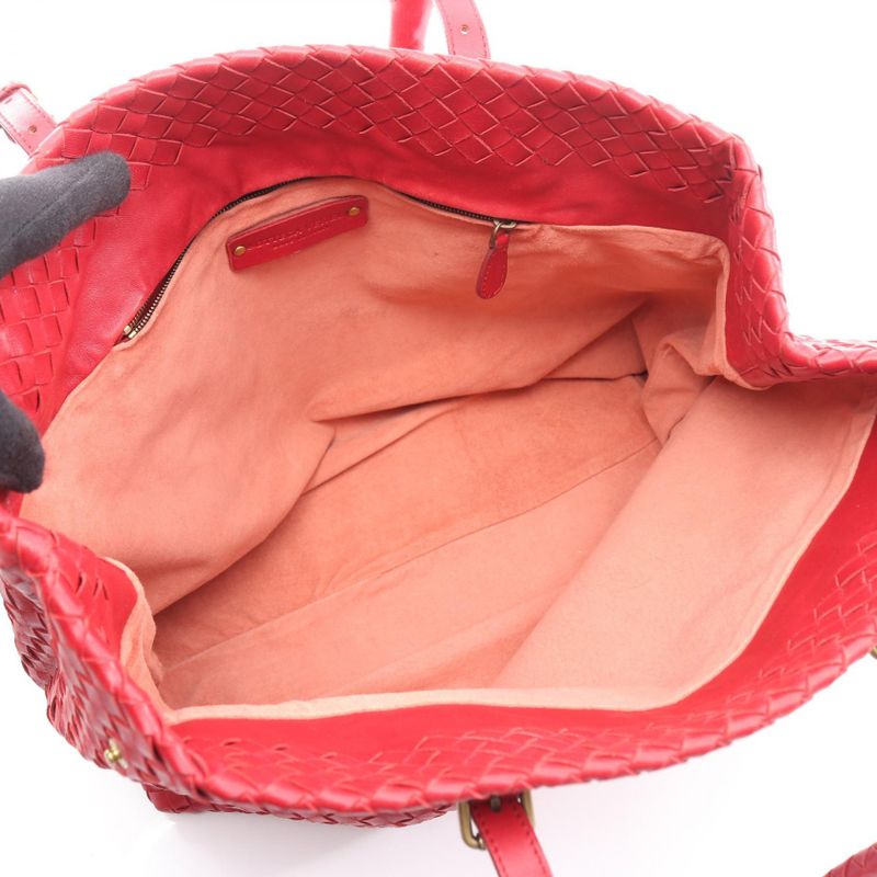 BALENCIAGA Tote Bag Intrecciato 179635 Red Leather Intrecciato Tote Bag Women's