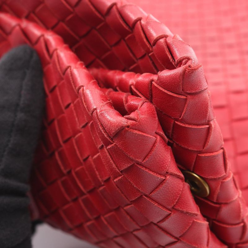 BALENCIAGA Tote Bag Intrecciato 179635 Red Leather Intrecciato Tote Bag Women's