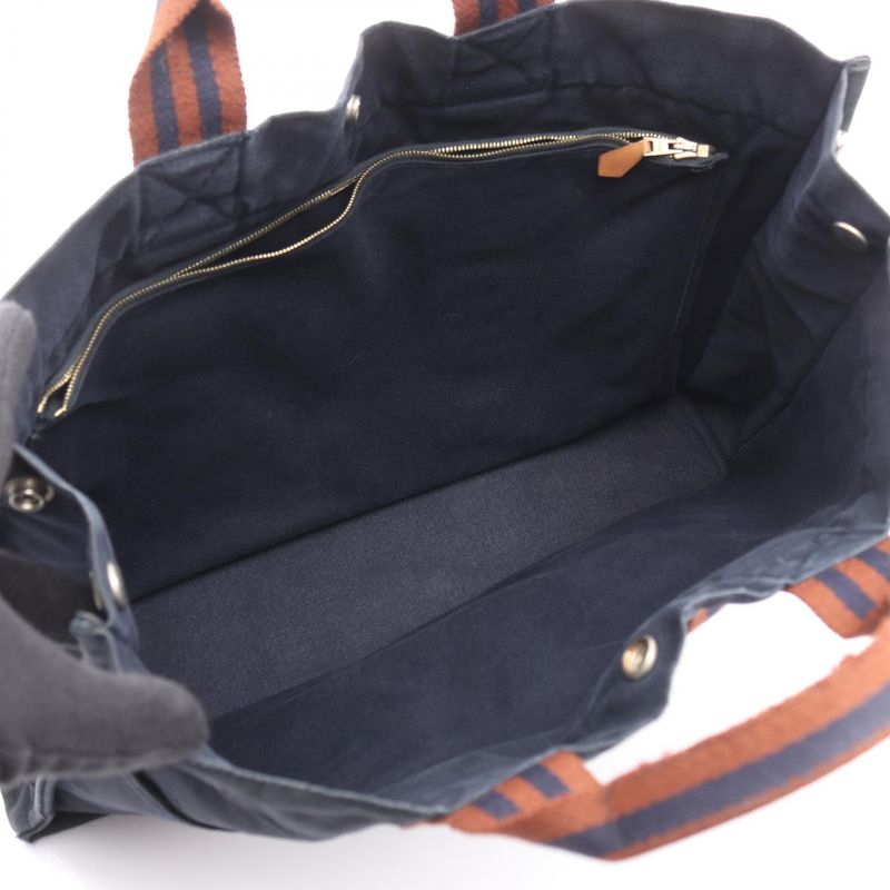 HERMES Tote Bag Fourre Tout MM Navy Brown Canvas Fourre Tout Tote MM Women's
