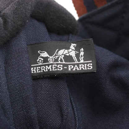 HERMES Tote Bag Fourre Tout MM Navy Brown Canvas Fourre Tout Tote MM Women's