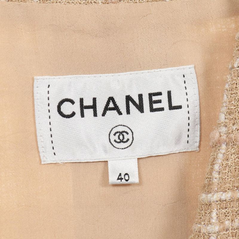 CHANEL Dress Coco Mark Button Nylon Tweed Dress Women's Used A