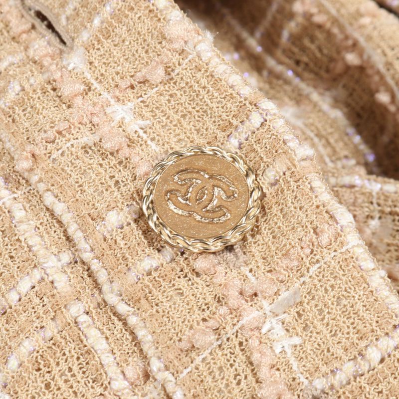 CHANEL Dress Coco Mark Button Nylon Tweed Dress Women's Used A
