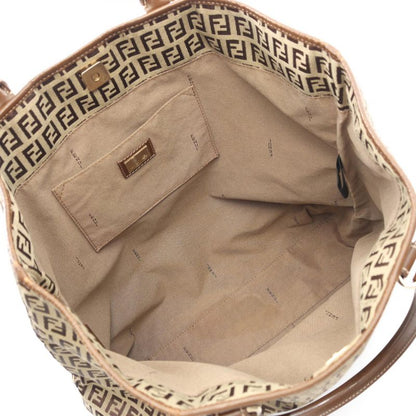 FENDI Tote Bag Zucchino Brown Canvas Leather Zucchino Tote Bag Women's Used B