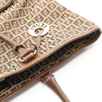 FENDI Tote Bag Zucchino Brown Canvas Leather Zucchino Tote Bag Women's Used B