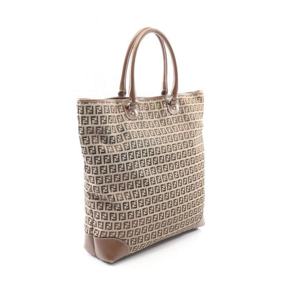 FENDI Tote Bag Zucchino Brown Canvas Leather Zucchino Tote Bag Women's Used B