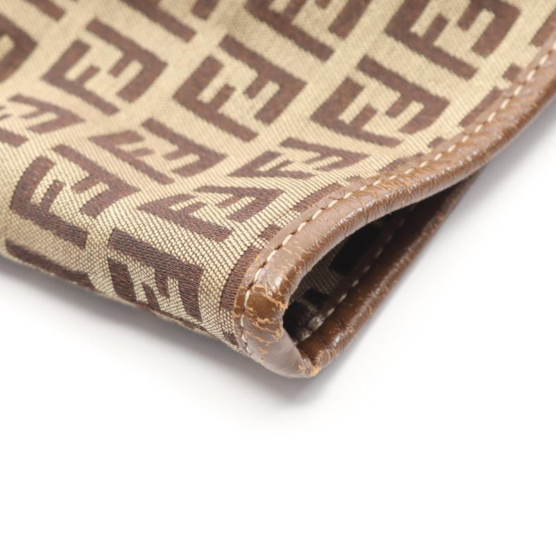 FENDI Tote Bag Zucchino Brown Canvas Leather Zucchino Tote Bag Women's Used B