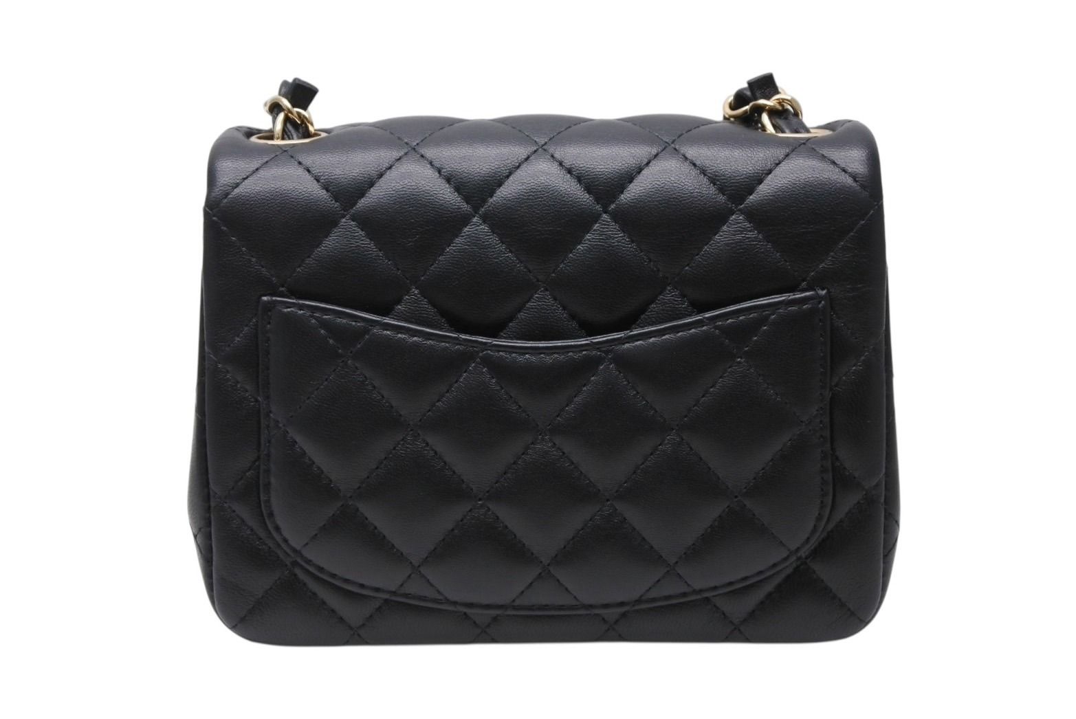 Chanel Mini Quilted 16 S Flap S Chain Shoulder Bag Base CC Logo Lambskin Black — view 2