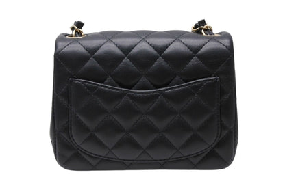 Chanel Mini Quilted 16 S Flap S Chain Shoulder Bag Base CC Logo Lambskin Black — view 2