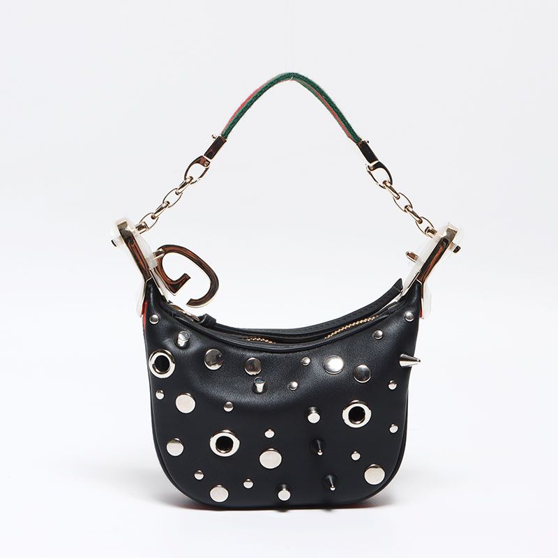Gucci Mini Shoulder Bag Studded 2-Way Leather