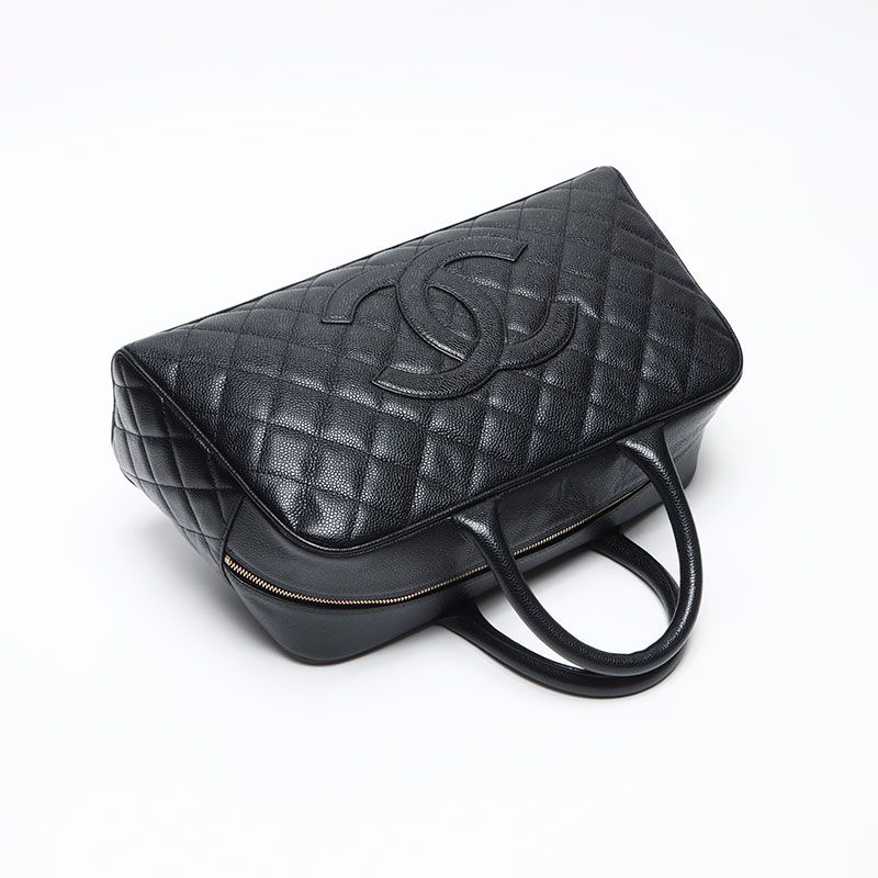 Chanel Boston Bag Caviar Leather CC Logo