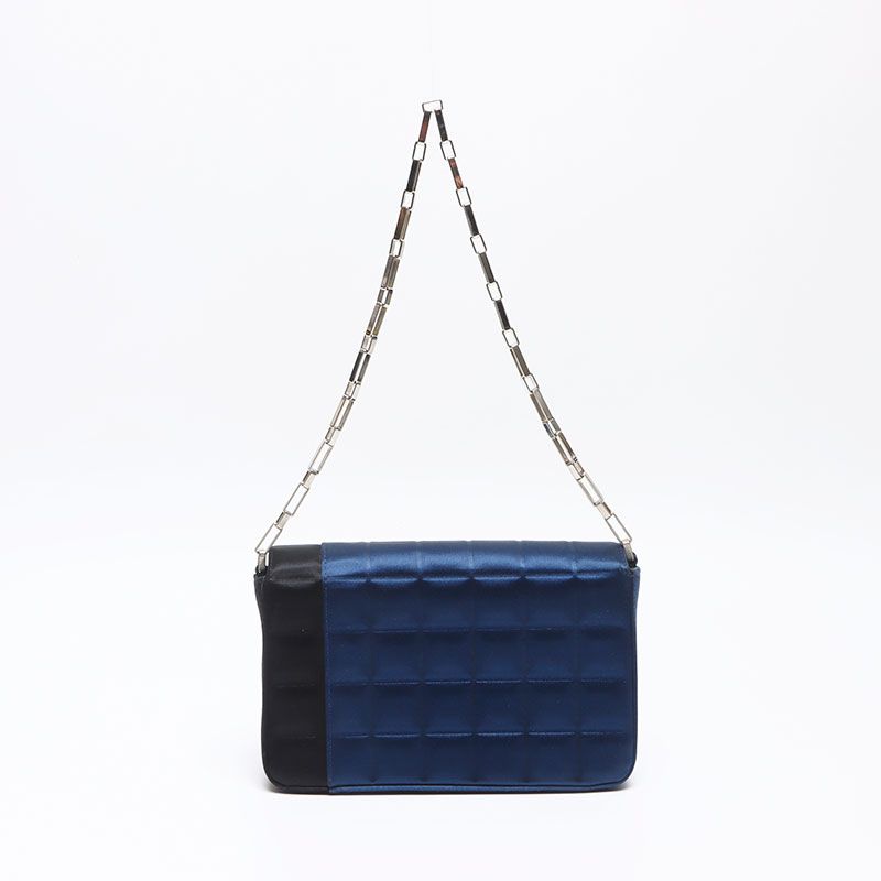 Chanel Shoulder Bag Satin Choco Bar