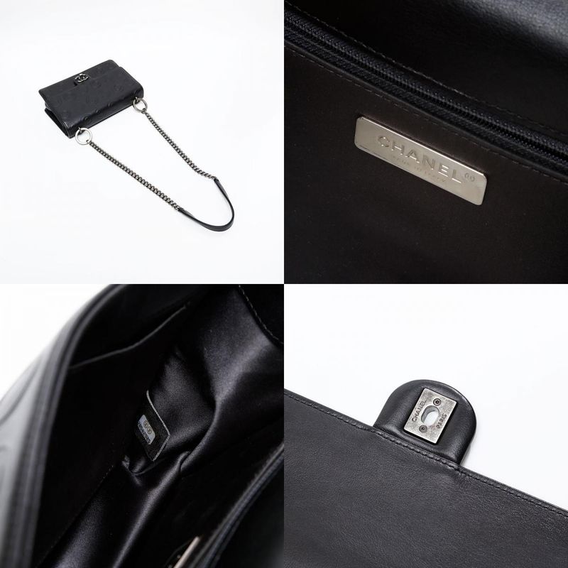 Chanel Shoulder Bag Gunmetal Chain Coco