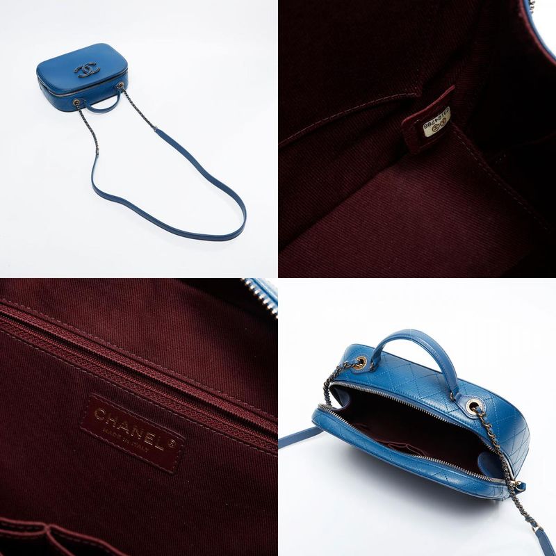 Chanel Shoulder Bag Leather 2-Way Vanity Top Handle