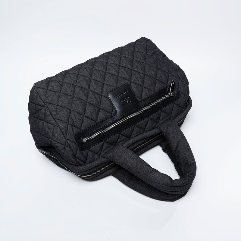 Chanel Boston Bag Denim Canvas Coco Cocoon