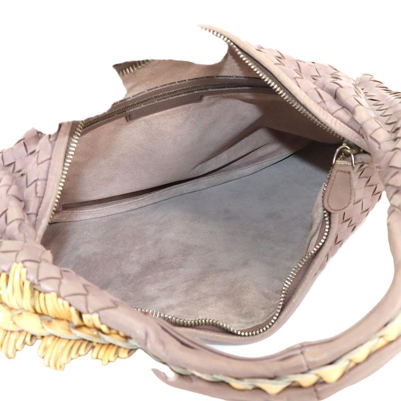 BOTTEGA VENETA Intrecciato Hobo One Shoulder Bag Leather Purple Silver Hardware
