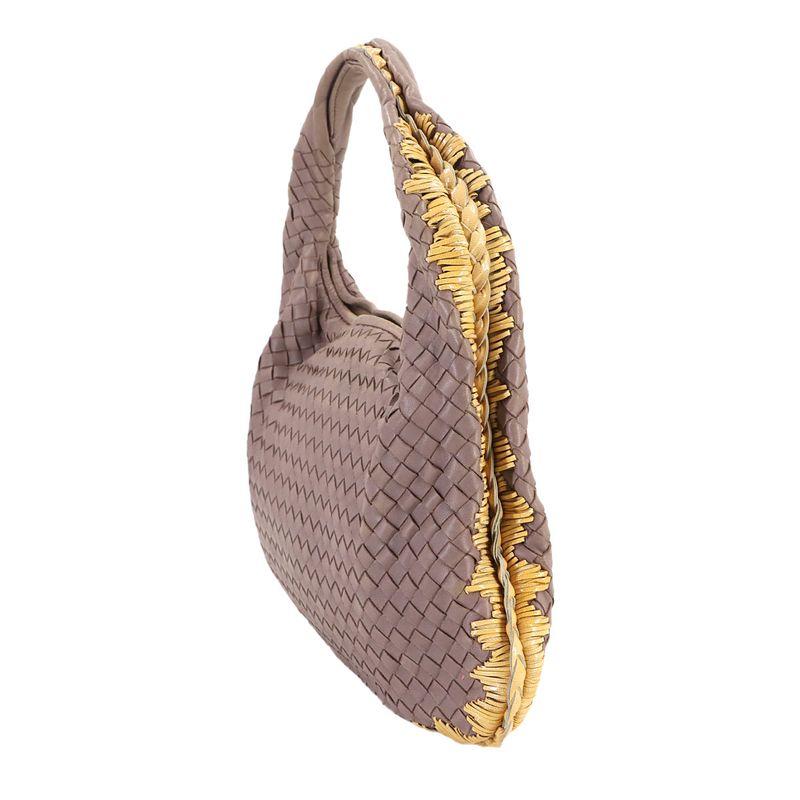 BOTTEGA VENETA Intrecciato Hobo One Shoulder Bag Leather Purple Silver Hardware