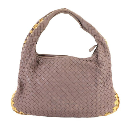 BOTTEGA VENETA Intrecciato Hobo One Shoulder Bag Leather Purple Silver Hardware