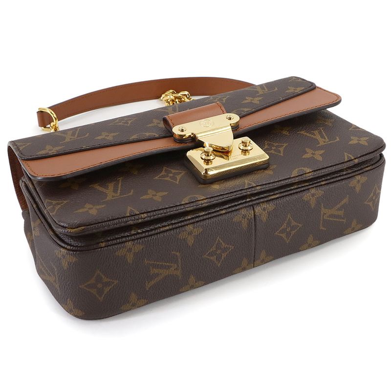 Louis Vuitton Monogram Malso Chain Shoulder Bag Leather Caramel 90307823