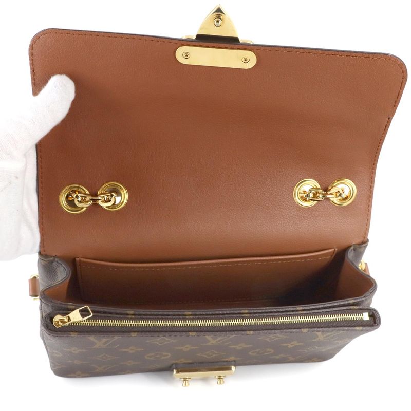 Louis Vuitton Monogram Malso Chain Shoulder Bag Leather Caramel 90307823