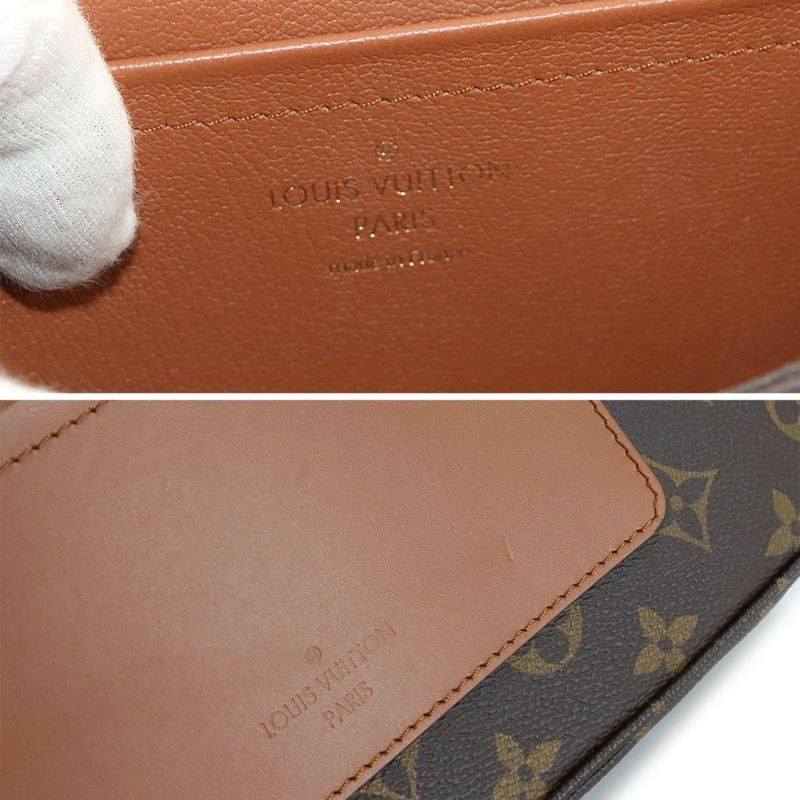 Louis Vuitton Monogram Malso Chain Shoulder Bag Leather Caramel 90307823