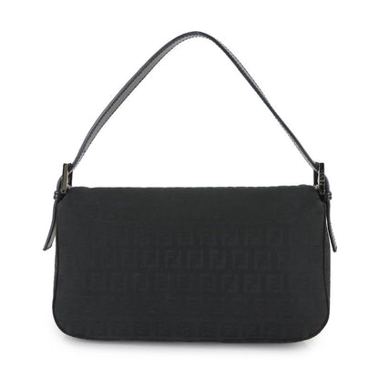 FENDI Zucchino Mamma Baguette Shoulder Bag Canvas Leather Black 8br003 90308271