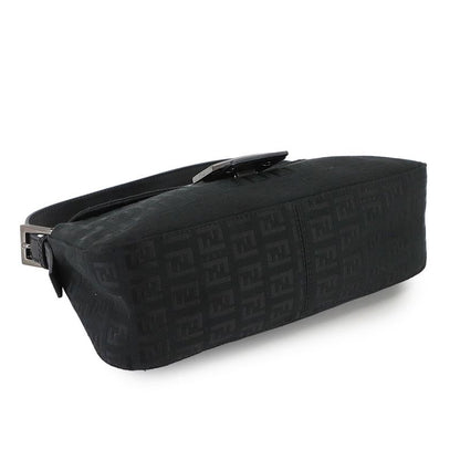 FENDI Zucchino Mamma Baguette Shoulder Bag Canvas Leather Black 8br003 90308271