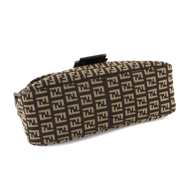 FENDI Zucchino Mamma Bucket Shoulder Bag Canvas Brown Beige 8br003 90308431