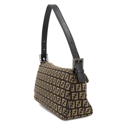 FENDI Zucchino Mamma Bucket Shoulder Bag Canvas Brown Beige 8br003 90308431