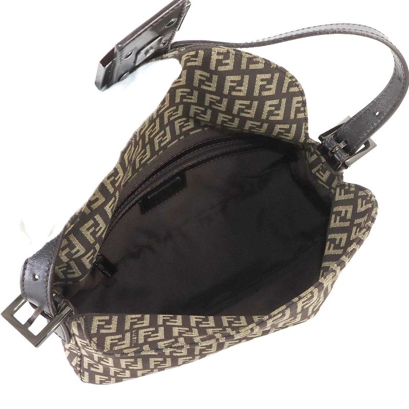 FENDI Zucchino Mamma Bucket Shoulder Bag Canvas Brown Beige 8br003 90308431