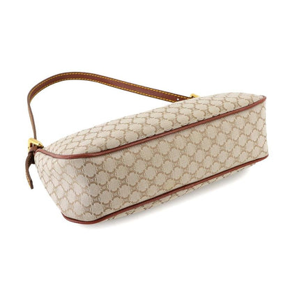 CELINE Macadam Hand Bag Canvas Leather Beige Brown Gold Hardware Vintage