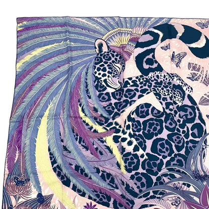 Unused HERMES Carre 90 Scarf Silk Jaguar Quetzal Jaguar Quetzal Multicolor